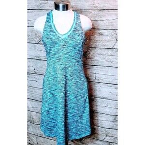 MPG Womens Sleeveless A-Line Tank Dress Size L Blue Built In Padded Bra Pockets